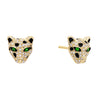 Emerald Green Diamond Emerald Panther Stud Earring 14K - Adina Eden's Jewels