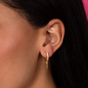  Pavé Dangling Spike Huggie Earring - Adina Eden's Jewels