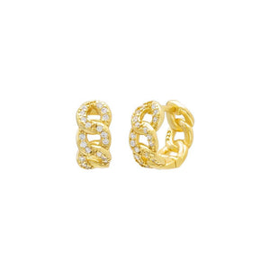 Gold / 10 MM Pavé Curb Huggie Earring - Adina Eden's Jewels