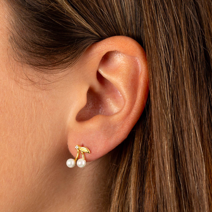  Pearl Cherry Threaded Ball Stud Earring - Adina Eden's Jewels