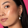  Textured Hoop X Pearl Drop Earring - Adina Eden's Jewels