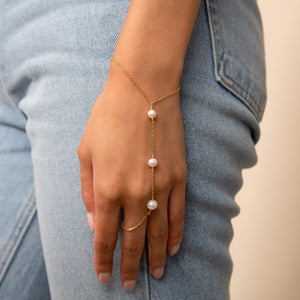  Pearl Handchain Bracelet - Adina Eden's Jewels