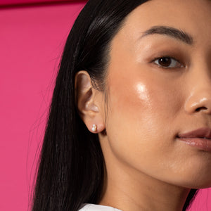  Graduated Pearl X CZ Stud Earring - Adina Eden's Jewels