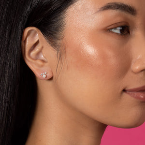  Tiny CZ X Pearl Stud Earring - Adina Eden's Jewels