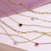  Colored Bezel Heart Link Necklace - Adina Eden's Jewels