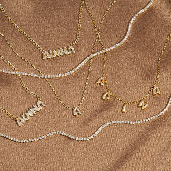  Solid Bubble Name Link Necklace - Adina Eden's Jewels