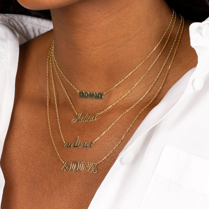  Solid Script Nameplate Necklace - Adina Eden's Jewels