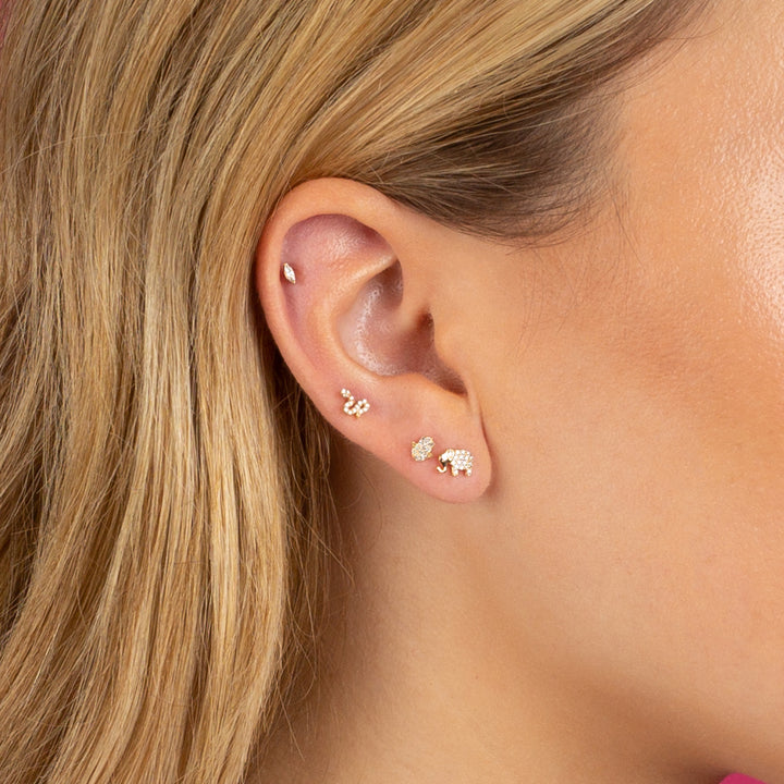  Tiny Diamond Elephant Stud Earring 14K - Adina Eden's Jewels