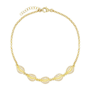 Gold Pavé Shell Anklet - Adina Eden's Jewels