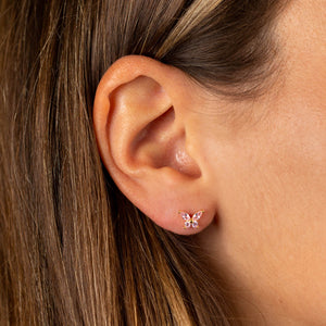  Butterfly Threaded Ball Stud Earring - Adina Eden's Jewels