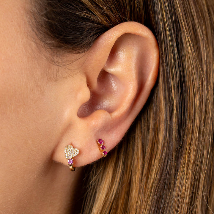  Diamond Heart Huggie Earring 14K - Adina Eden's Jewels