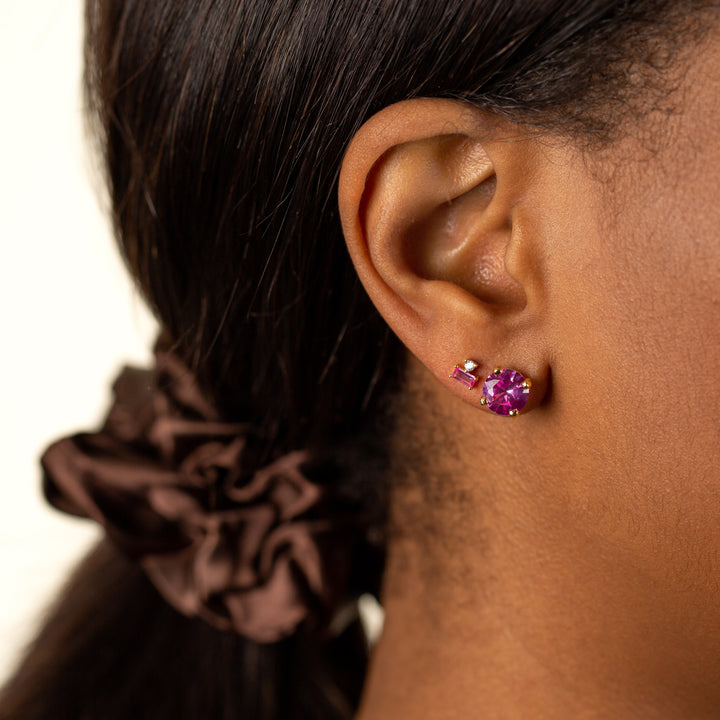  Solitaire Round Stud Earrings - Adina Eden's Jewels