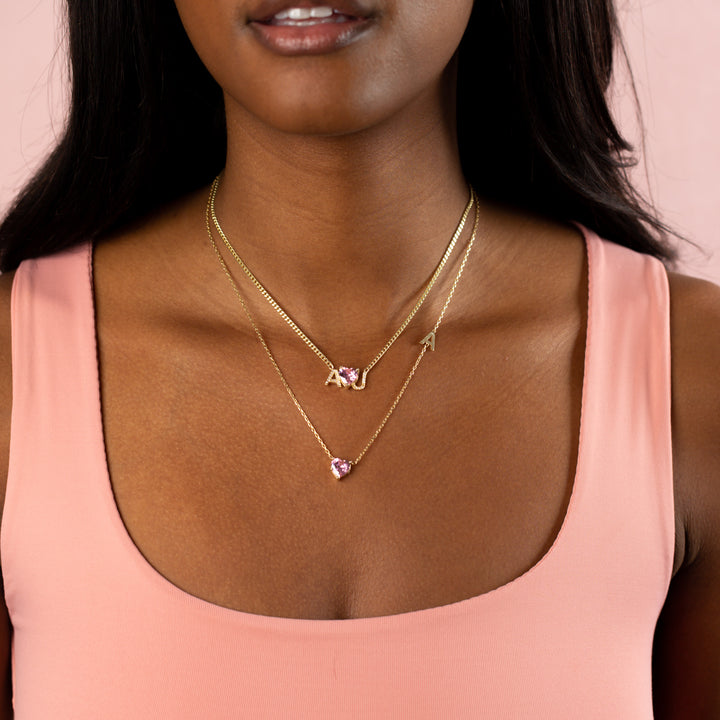  Colored Heart X Sideway Initial Necklace - Adina Eden's Jewels