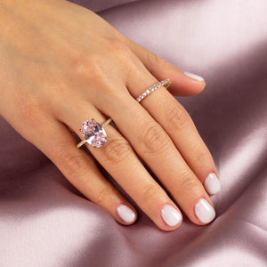  Pink Colored Oval Pavé Ring - Adina Eden's Jewels