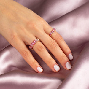  Ruby Baguette x White Round CZ Band - Adina Eden's Jewels