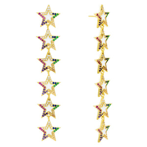 Multi-Color Enamel Stars Stud Earring - Adina Eden's Jewels