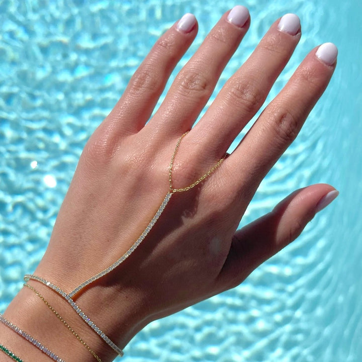  Tennis Hand Chain Bracelet - Adina Eden's Jewels