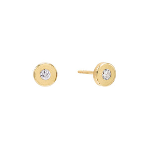 14K Gold Circle CZ Stud Earring 14K - Adina Eden's Jewels
