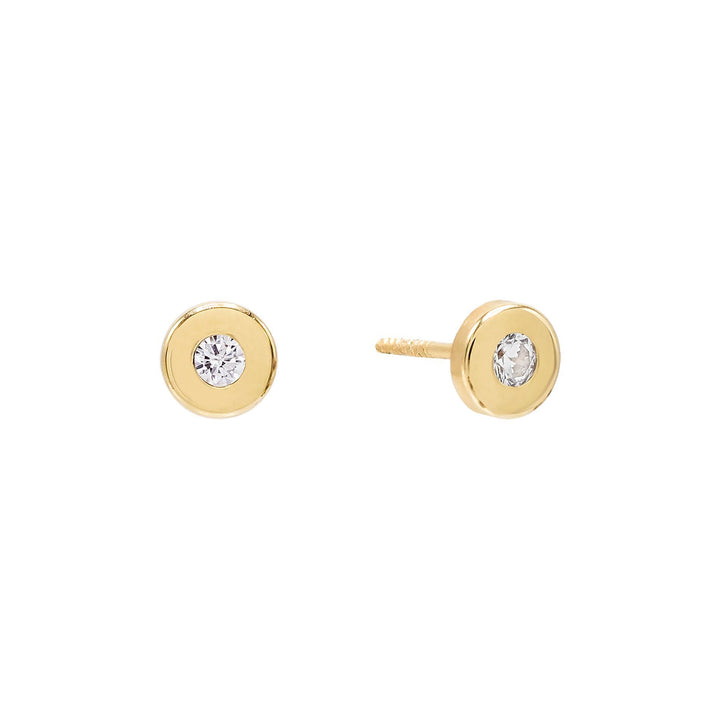 14K Gold Circle CZ Stud Earring 14K - Adina Eden's Jewels
