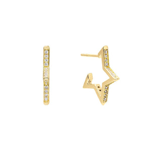 Gold Open Star Hoop Earring - Adina Eden's Jewels