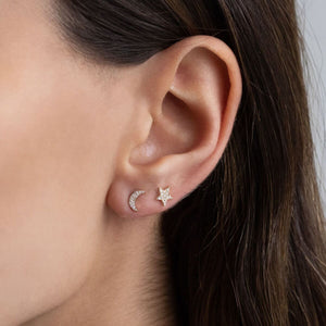  Diamond Celestial Mismatch Stud Earring 14K - Adina Eden's Jewels