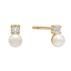 14K Gold Pearl CZ Stud Earring 14K - Adina Eden's Jewels