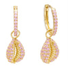 Sapphire Pink Shell Stone Huggie Earring - Adina Eden's Jewels