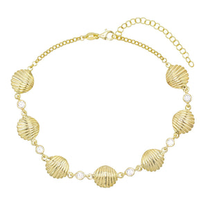 Gold Shell Bezel Anklet - Adina Eden's Jewels