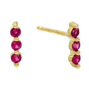 Magenta Triple Bezel Stud Earring - Adina Eden's Jewels