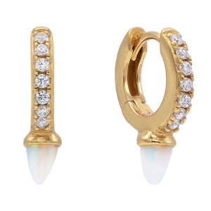Opal Opal Spike Huggie Earring - Adina Eden's Jewels