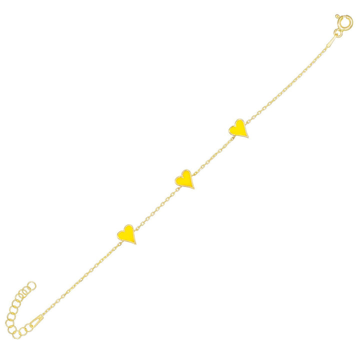 Topaz Yellow Enamel Mini Heart Bracelet - Adina Eden's Jewels