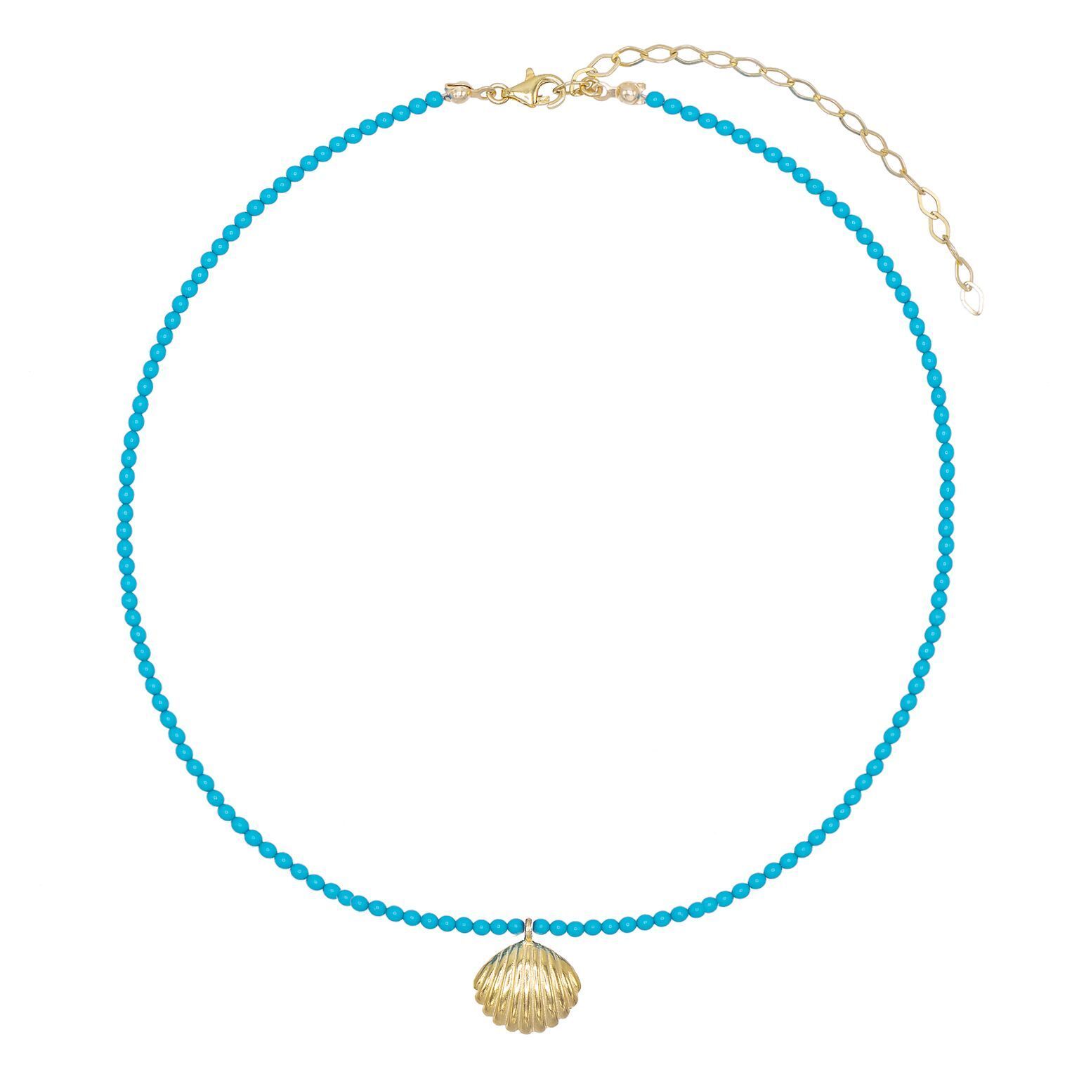 Turquoise Beaded Shell Choker | Adina Eden Jewels