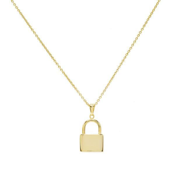 Gold / Engraved Engraved Lock Necklace - Adina Eden's Jewels