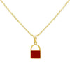 Ruby Red Enamel Lock Necklace - Adina Eden's Jewels