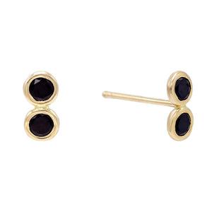 Onyx / Pair Double Bezel Stud Earring 14K - Adina Eden's Jewels