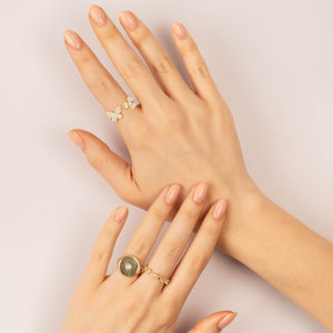  Pavé Butterfly X Clover Ring - Adina Eden's Jewels