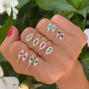  CZ Evil Eye Wrap Ring - Adina Eden's Jewels