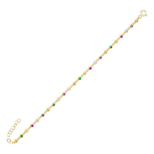Multi-Color Bezel Chain Bracelet - Adina Eden's Jewels