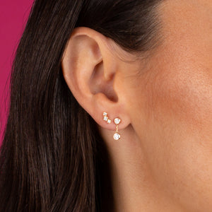  Petite Diamond Bezel Curved Bar Stud Earring 14K - Adina Eden's Jewels