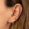 Diamond Gemstone Bezel Huggie Earring 14K - Adina Eden's Jewels