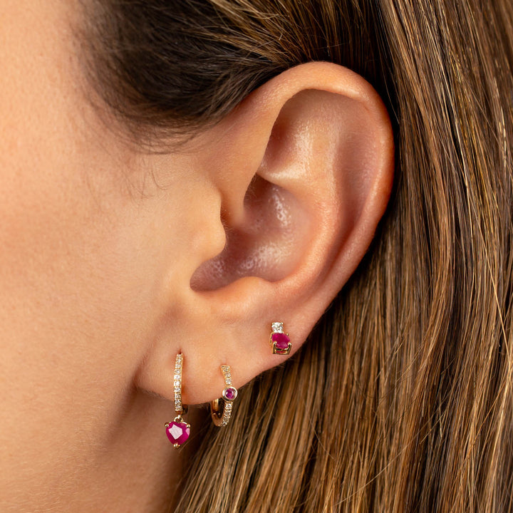  Diamond Dangling Heart Huggie Earring 14K - Adina Eden's Jewels