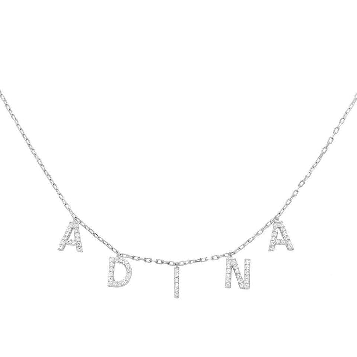 Silver Block Name Necklace - Adina Eden's Jewels