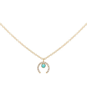 Turquoise Diamond Turquoise Cowhorn Necklace 14K - Adina Eden's Jewels
