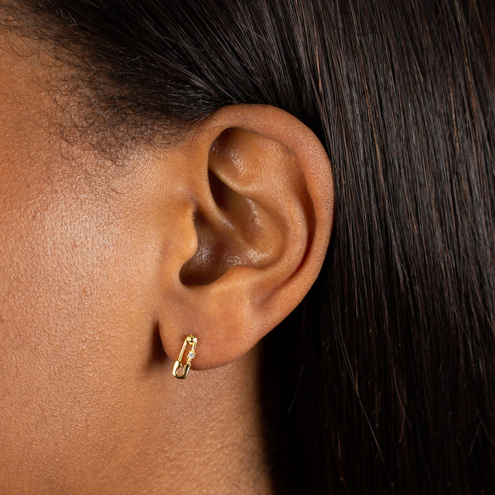  Safety Pin Bezel Threaded Ball Stud Earring - Adina Eden's Jewels