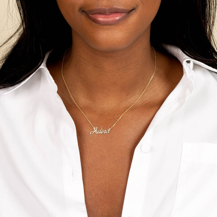  Solid Script Nameplate Necklace - Adina Eden's Jewels