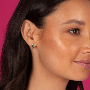  Emerald Green Double Solitaire Huggie Earring - Adina Eden's Jewels