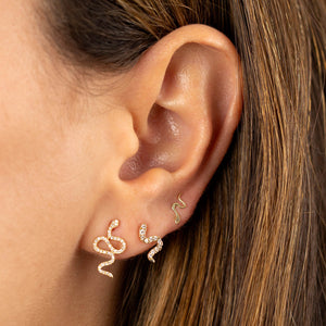  Mini Diamond Serpent Stud Earring 14K - Adina Eden's Jewels
