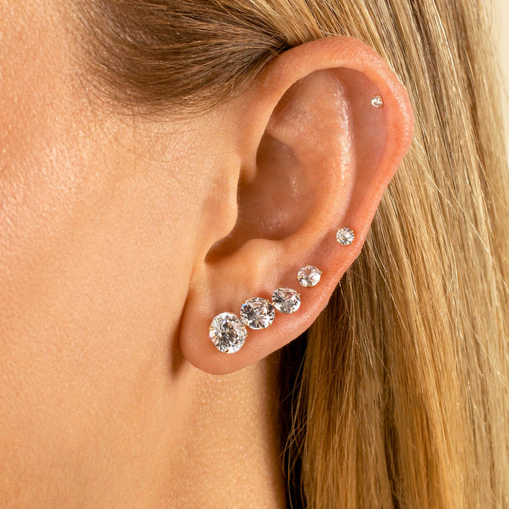 14K Gold Cubic Zirconia Solitaire Stud Earring | Adina Eden Jewels