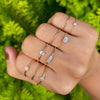  CZ Bezel Chain Ring 14K - Adina Eden's Jewels