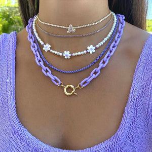  Pastel Daisy Beaded Necklace - Adina Eden's Jewels